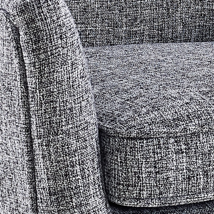 Fabric Upholstered Button Tufted Wooden Chair, Gray and Black