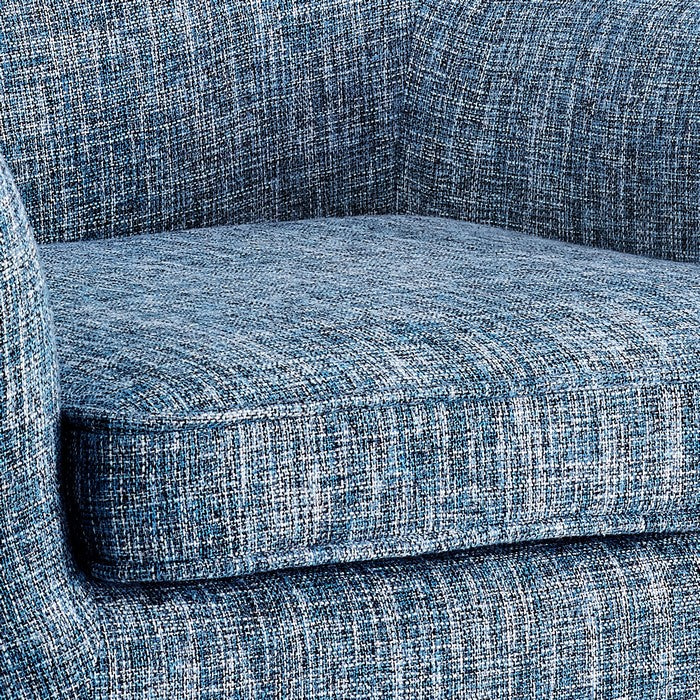 Fabric Upholstered Button Tufted Wooden Chair, Blue and Brown
