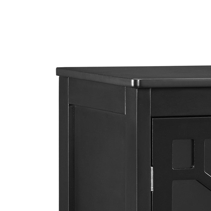 Transitional Wood and Glass Cabinet with Three Shelves, Small, Black