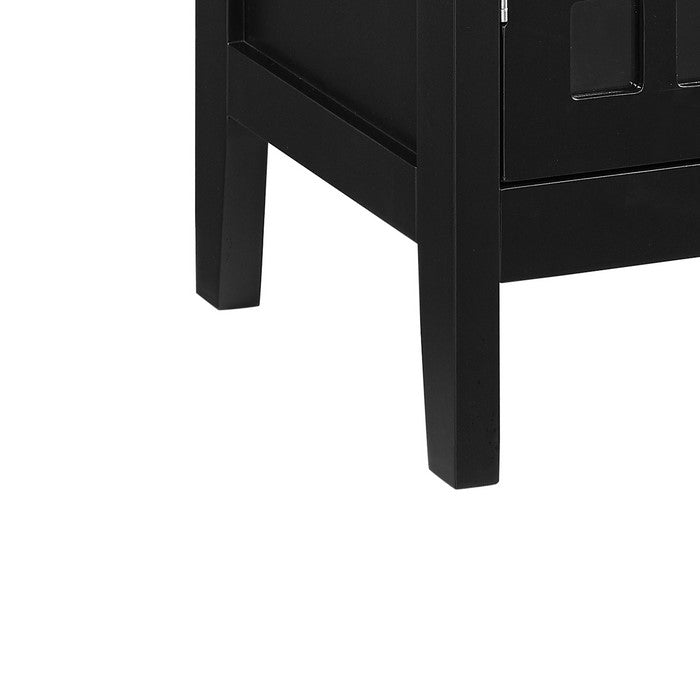 Transitional Wood and Glass Cabinet with Three Shelves, Small, Black