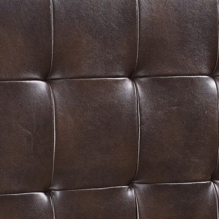 Leatherette Queen and Full Size Headboard with Tufted Details, Brown