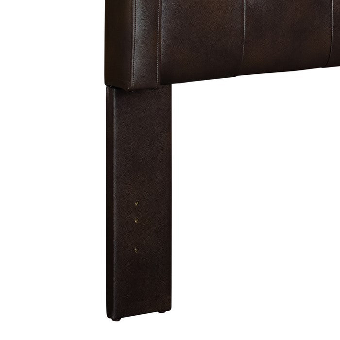 Leatherette King Size Headboard with Tufted Detailings, Brown