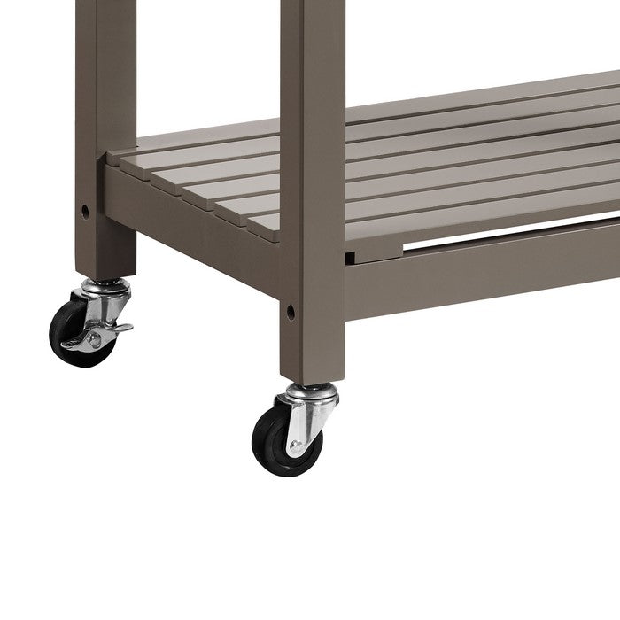 Contemporary Style Kitchen Island with Granite Top and Casters, Gray