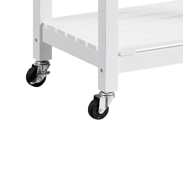 Contemporary Style Kitchen Island with Granite Top and Casters, White