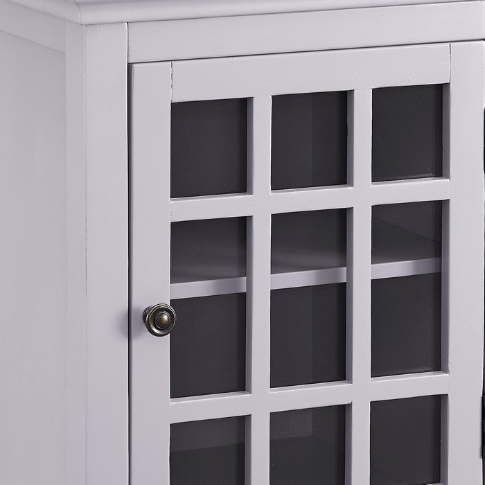 Wooden Single Door Cabinet with 2 Compartments and Tapered Legs, Gray