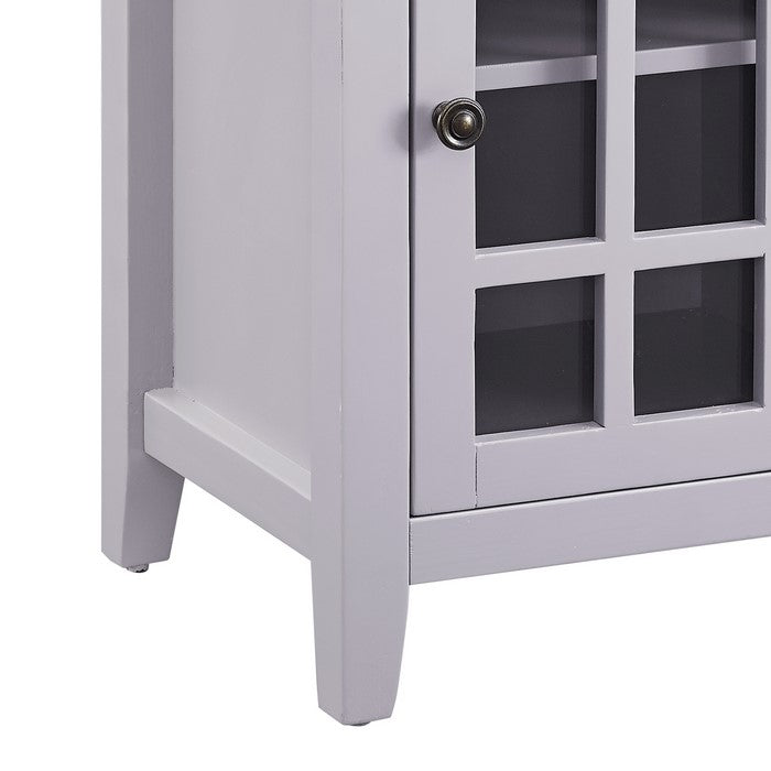 Wooden Single Door Cabinet with 2 Compartments and Tapered Legs, Gray
