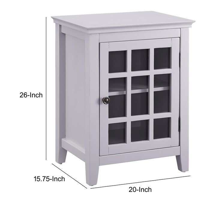 Wooden Single Door Cabinet with 2 Compartments and Tapered Legs, Gray