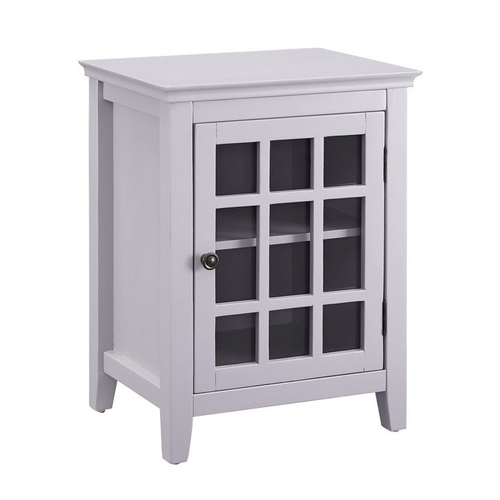 Wooden Single Door Cabinet with 2 Compartments and Tapered Legs, Gray