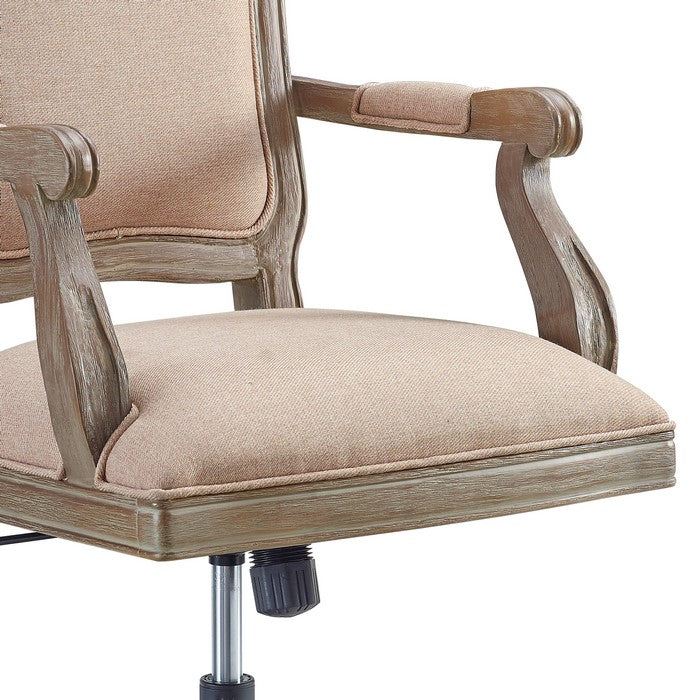 Traditional Wooden Office Chair with 5 Spoke base and Manchette, Brown