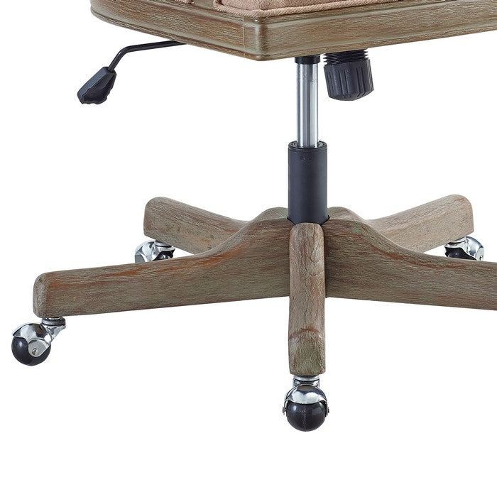 Traditional Wooden Office Chair with 5 Spoke base and Manchette, Brown