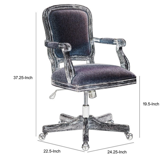 Traditional Wooden Office Chair with 5 Spoke base and Manchette, Brown