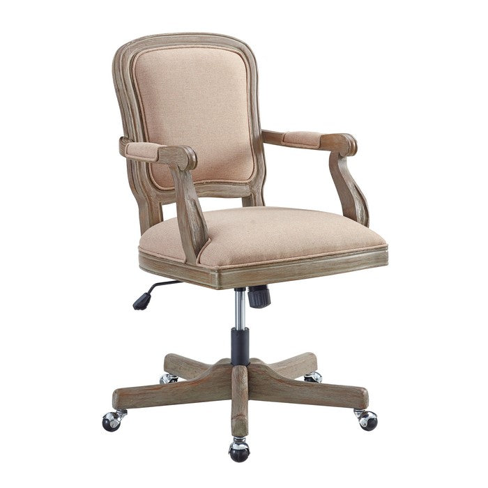 Traditional Wooden Office Chair with 5 Spoke base and Manchette, Brown