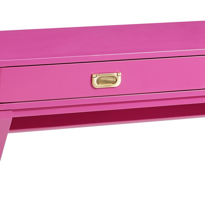 2 Drawer Wooden Writing Desk with Trestle Base, Pink