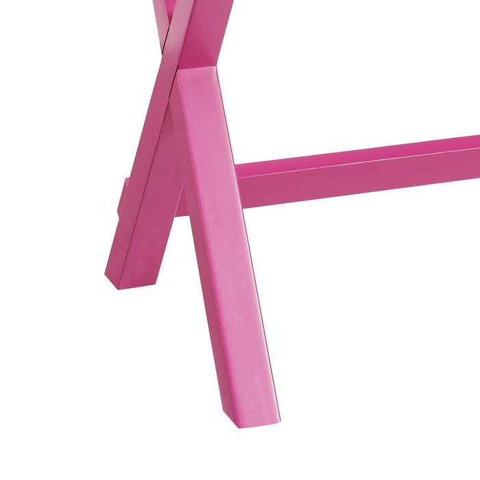 2 Drawer Wooden Writing Desk with Trestle Base, Pink