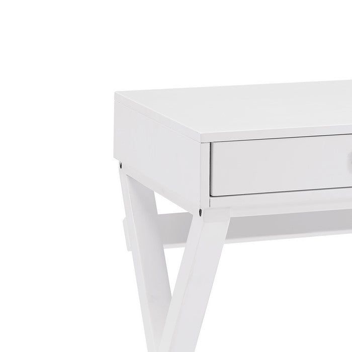 2 Drawer Wooden Writing Desk with Trestle Base, White