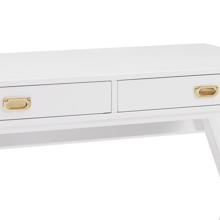 2 Drawer Wooden Writing Desk with Trestle Base, White