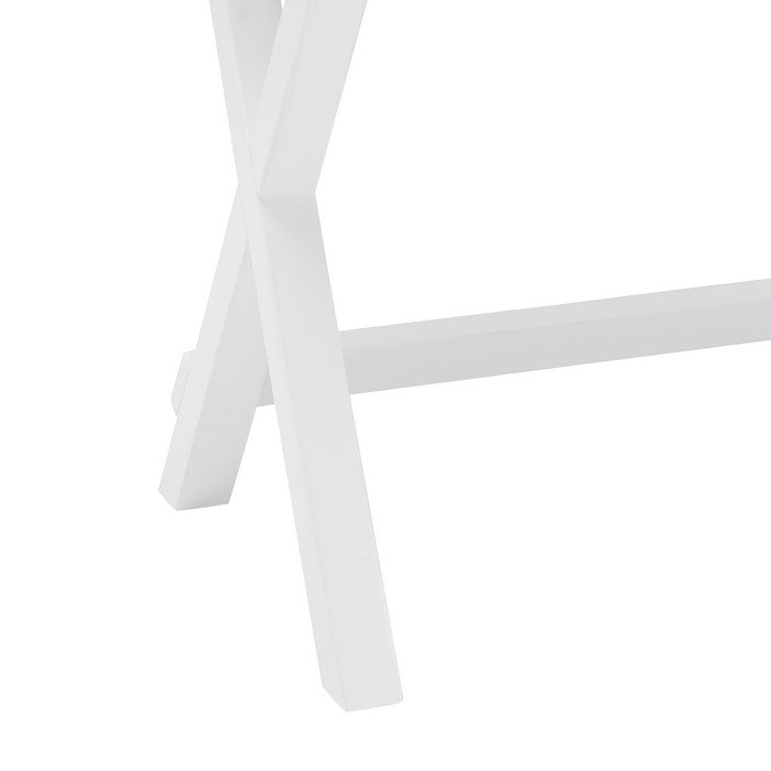 2 Drawer Wooden Writing Desk with Trestle Base, White