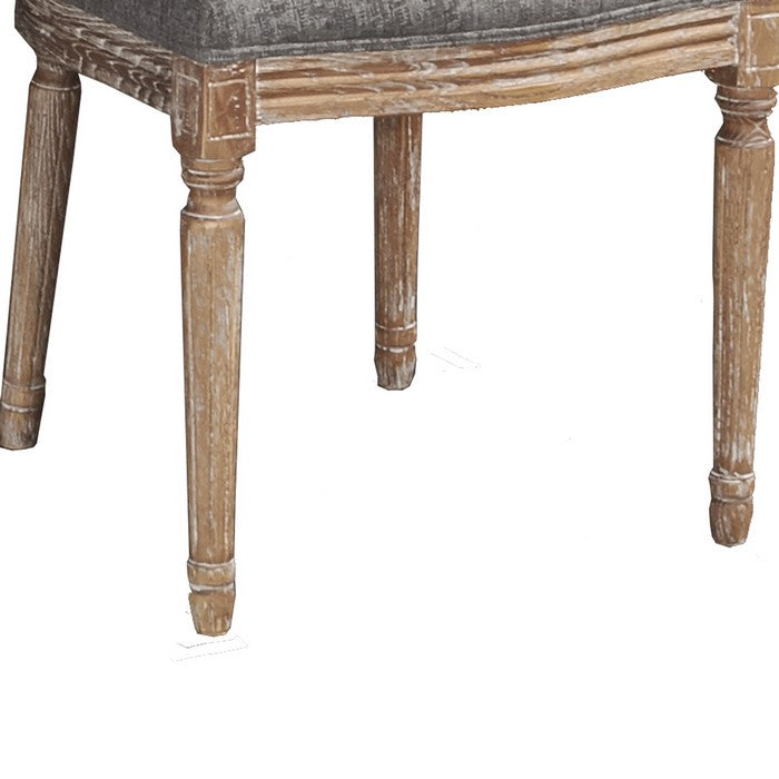 Fabric Upholstered Wooden Chair with Oval Back,Set of 2,Brown and Gray