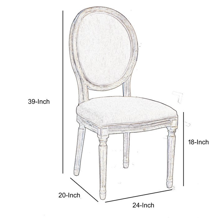 Wooden Chair with Fabric Upholstered Seating,Set of 2, Brown and Beige