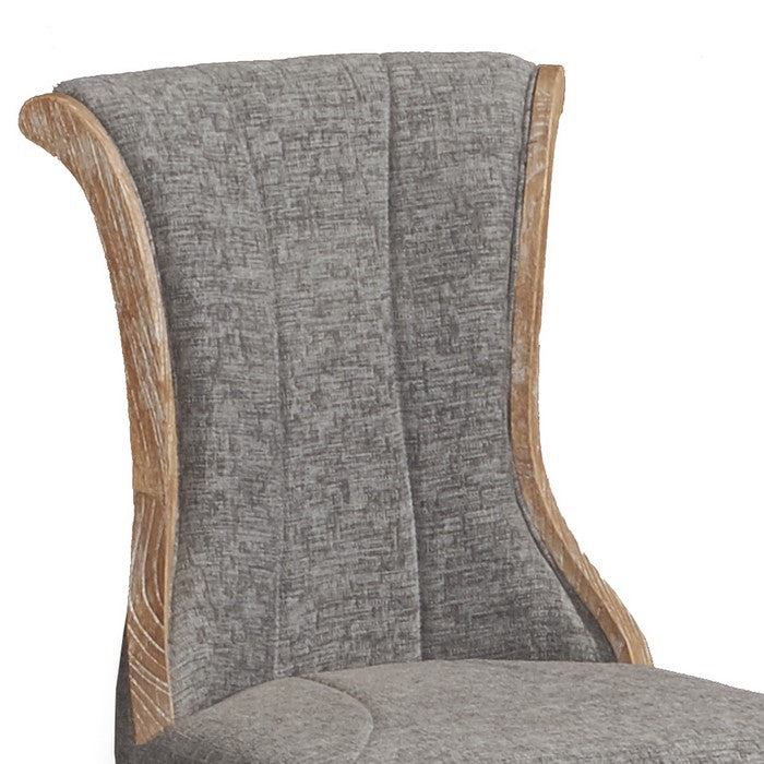 Fabric Upholstered Chair with Curved Backrest,Set of 2, Brown and Gray