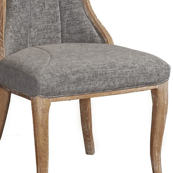 Fabric Upholstered Chair with Curved Backrest,Set of 2, Brown and Gray