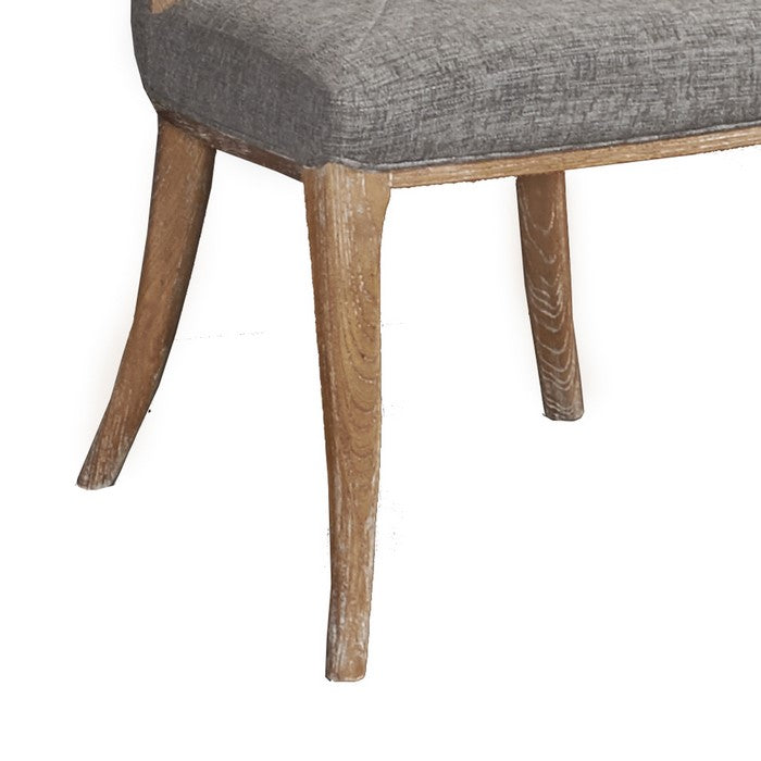 Fabric Upholstered Chair with Curved Backrest,Set of 2, Brown and Gray