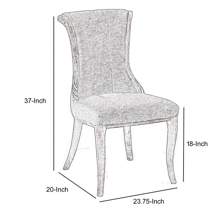 Fabric Upholstered Chair with Curved Backrest,Set of 2, Brown and Gray