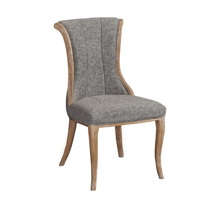Fabric Upholstered Chair with Curved Backrest,Set of 2, Brown and Gray