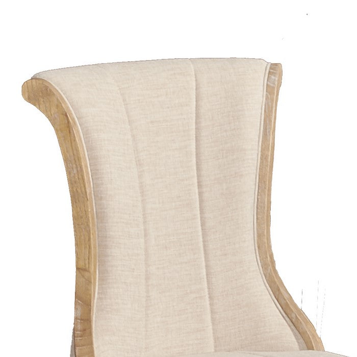 Fabric Upholstered Chair with Curved Backrest,Set of 2,Brown and Beige