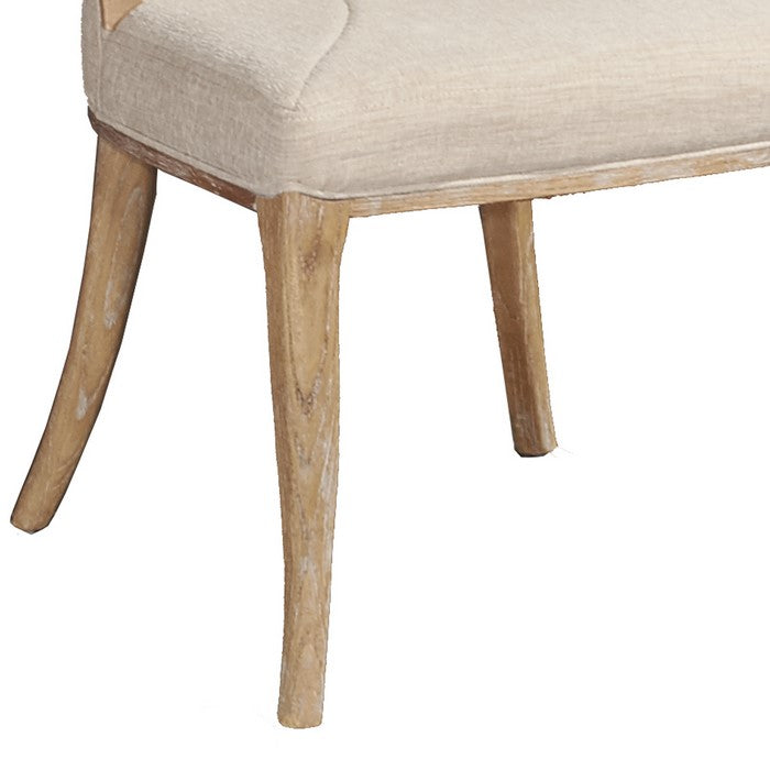 Fabric Upholstered Chair with Curved Backrest,Set of 2,Brown and Beige