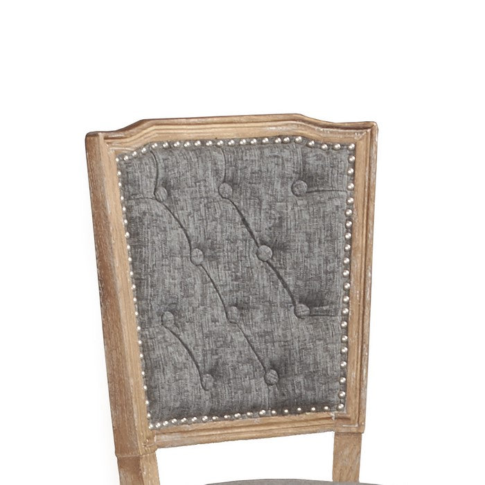 Fabric Upholstered Chair with Tufting Details,Set of 2,Brown and Gray