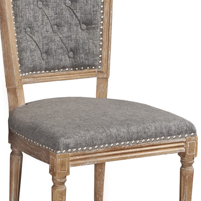 Fabric Upholstered Chair with Tufting Details,Set of 2,Brown and Gray