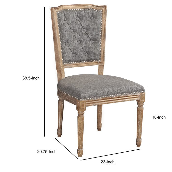 Fabric Upholstered Chair with Tufting Details,Set of 2,Brown and Gray