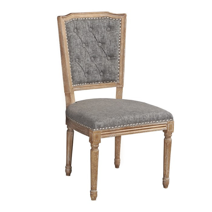 Fabric Upholstered Chair with Tufting Details,Set of 2,Brown and Gray