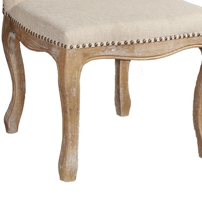 Fabric Upholstered Chair with Tufting Details,Set of 2,Brown and Beige