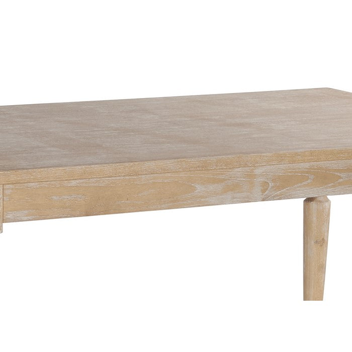 Transitional Wooden Rectangular Table with Turned Legs,Light Brown