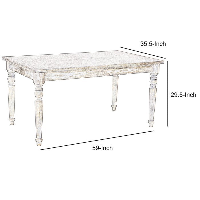 Transitional Wooden Rectangular Table with Turned Legs,Light Brown