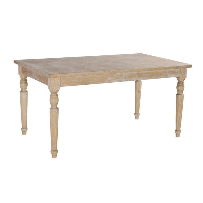 Transitional Wooden Rectangular Table with Turned Legs,Light Brown