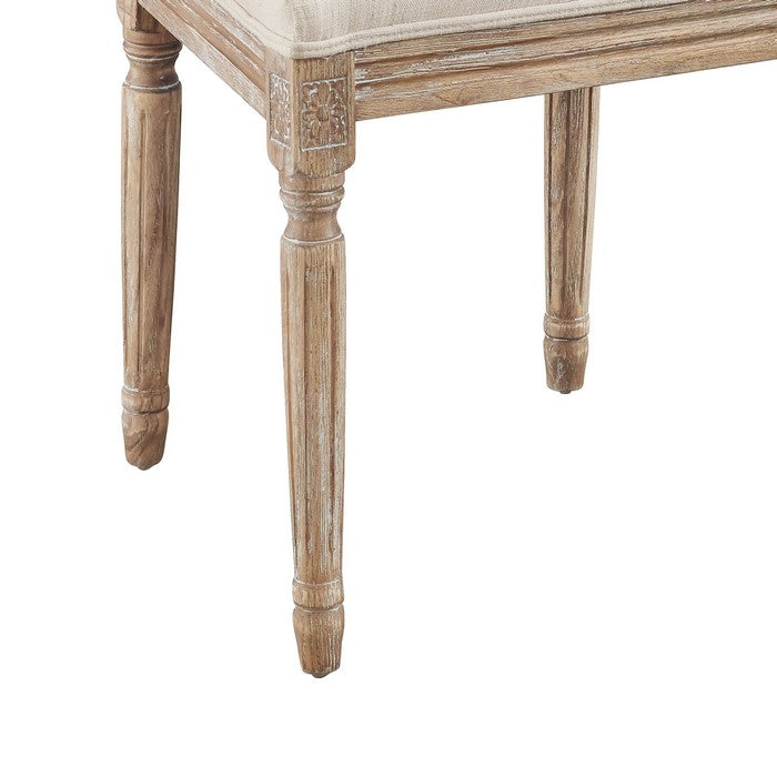 Wooden Dining Chair with Button Tufted Back, Set of 2, White and Brown