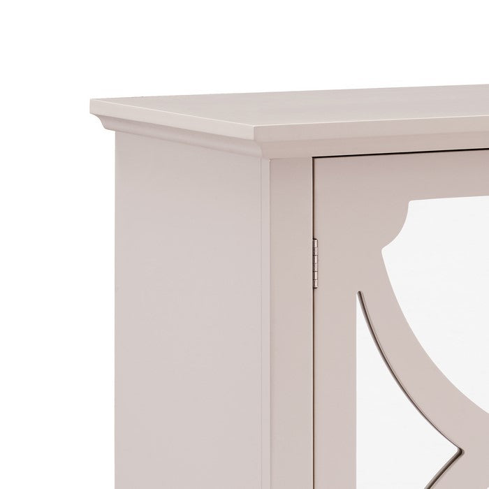 Wooden Cabinet with Mirror Accented Door Storage, Small, Cream