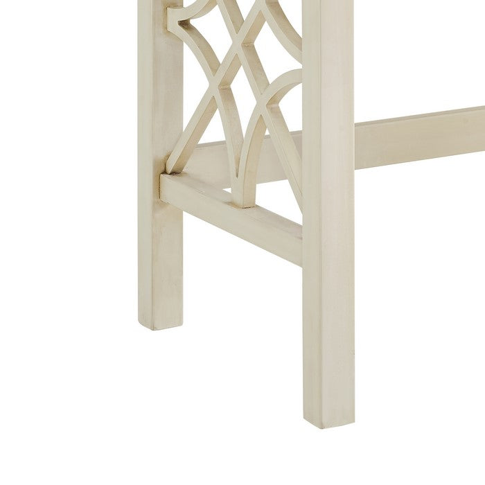 Wooden Writing Desk with Storage Drawer and Geometric Sides, White