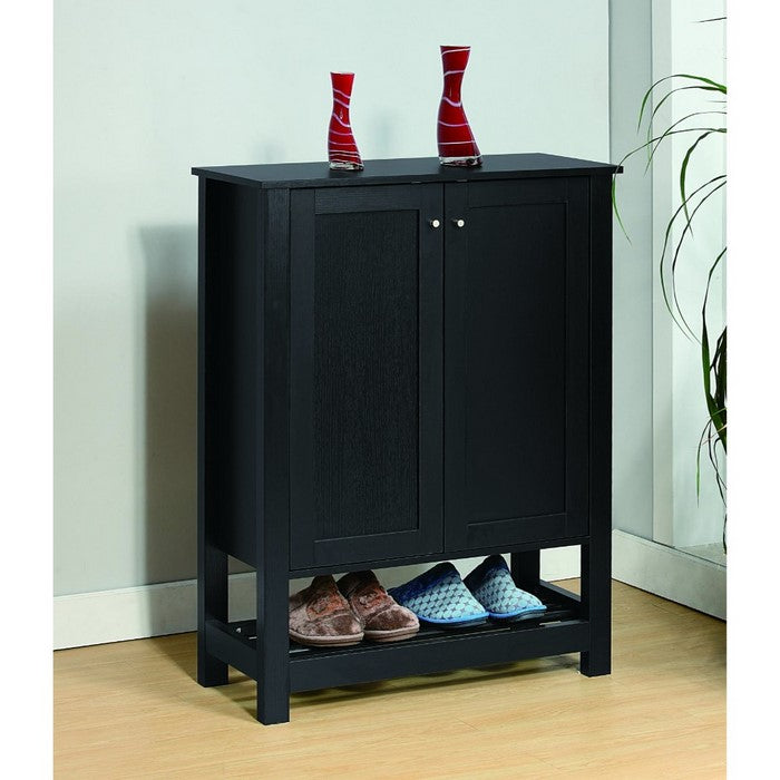 Contemporary Shoe Cabinet With Rack Shelf, Black