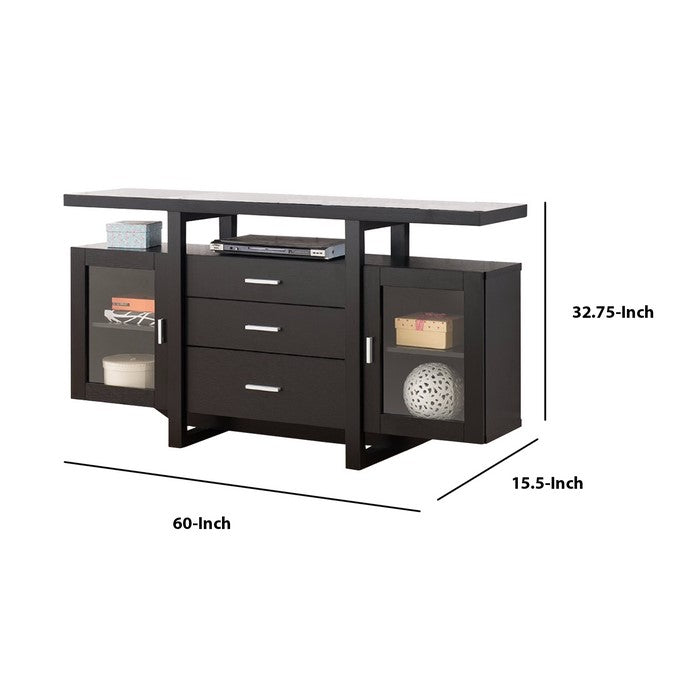Striking Spacious Modern TV Stand / Buffet, Black