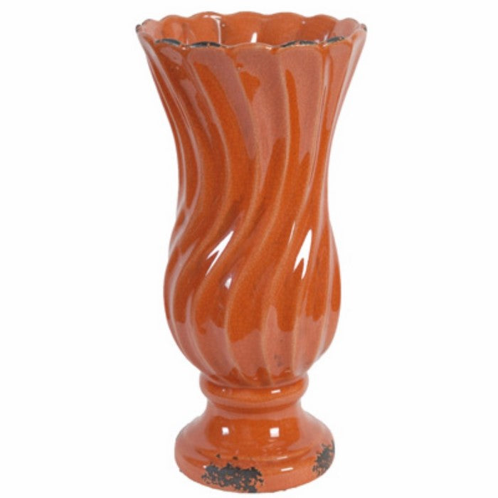 Cora Waves Floral Vase, Orange