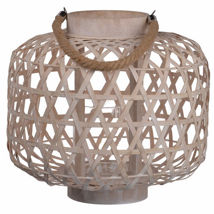 Basket styled beautiful Coconino Wood Lattice Lantern Round