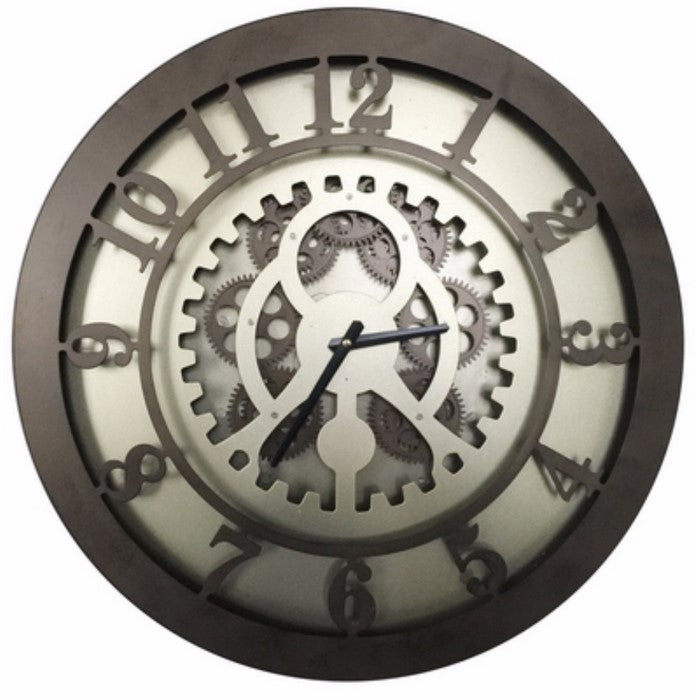 Dark Brown Gears Wall Clock
