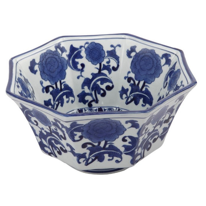 Octagonal Floral Design Bowl