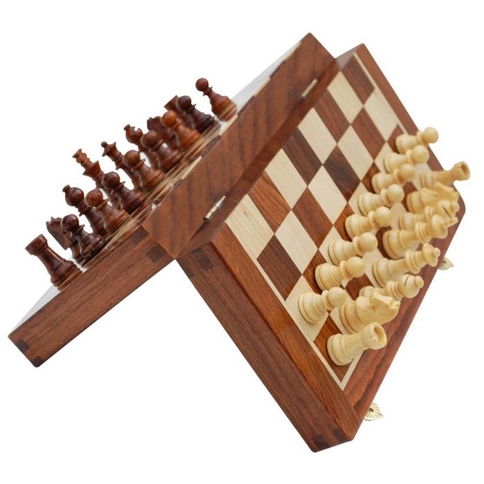 Benzara Handmade Wooden Foldable Chess Set, Brown