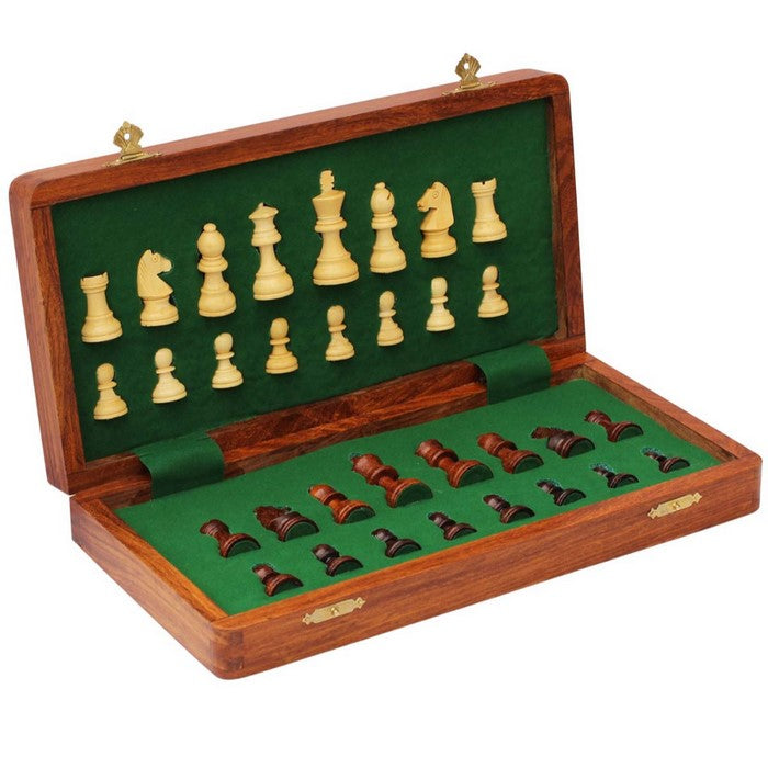 Benzara Handmade Wooden Foldable Chess Set, Brown