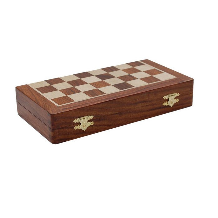 Benzara Handmade Wooden Foldable Chess Set, Brown